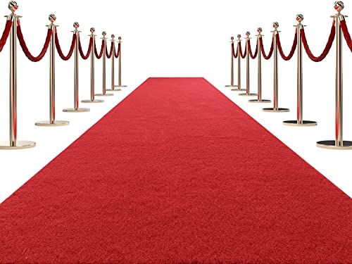 BWKJMY Roter Teppichläufer, 1 m x 10 m, Hollywood-Geburtstagsparty-Dekoration, 200 g/m², roter Teppich, Veranstaltungsläufer für drinnen und draußen, Hochzeit, Party, Flur Dekoration Cover