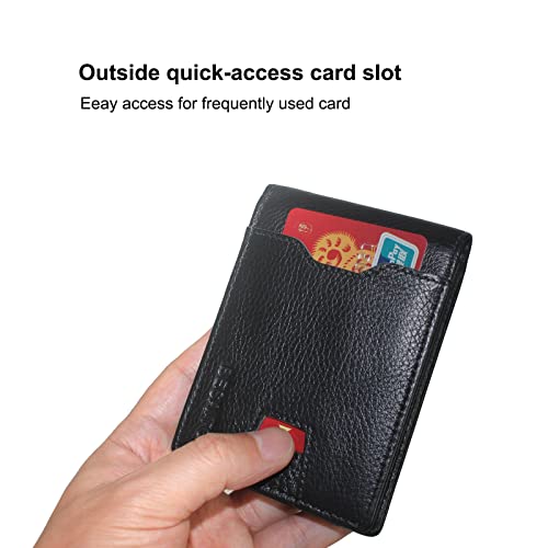 RFID Blocking Top Grain Leather Slim Bifold Wallet for Men with 2 ID Windows3