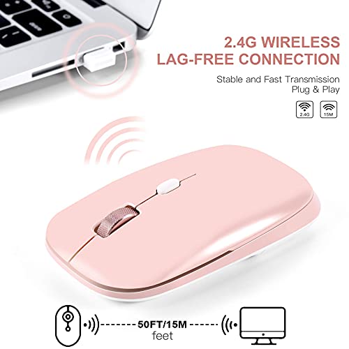 Pinkcat Wireless Mouse, 2.4G Slim Silent Cordless Mouse With Usb Receiver, 3 Adjustable Dpi Portable Optical Wireless Computer Mice For Laptop, Pc, Notebook, Computer, Deskbtop, Macbook - (Pink) #TOP2