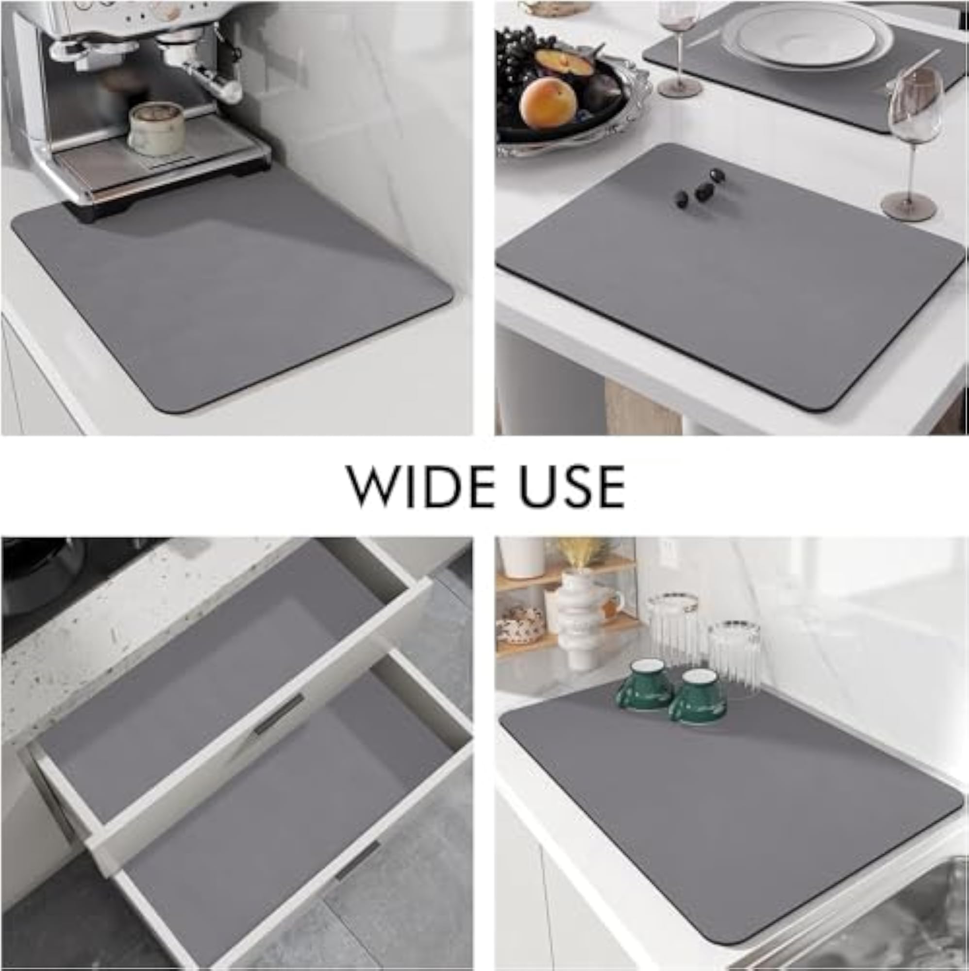 Kitchen Dish Drying Mat, Large Size Water Absorbent Mat