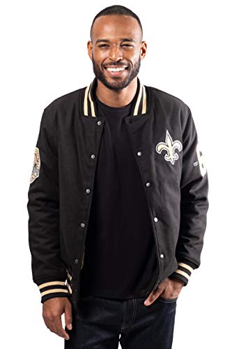 Ultra Game NFL New Orleans Saints Mens Classic Varsity Coaches Jacket, Team Color, Medium