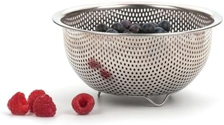 RSVP International Endurance Kitchen Collection Colander Strainer, Berry, Pierced Stainless Steel