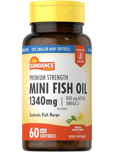 Sundance Mini Fish Oil Softgels 1340mg | 60 Count | Controls Fish Burps