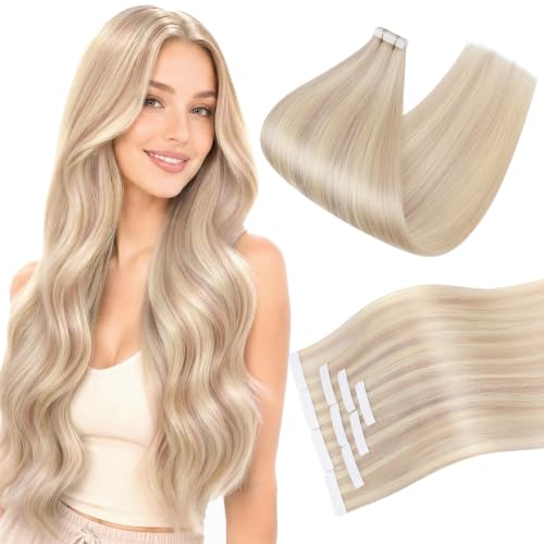 Ve Sunny Tape in Extensions Ash Blonde With Bleach Blonde 20inch Silky