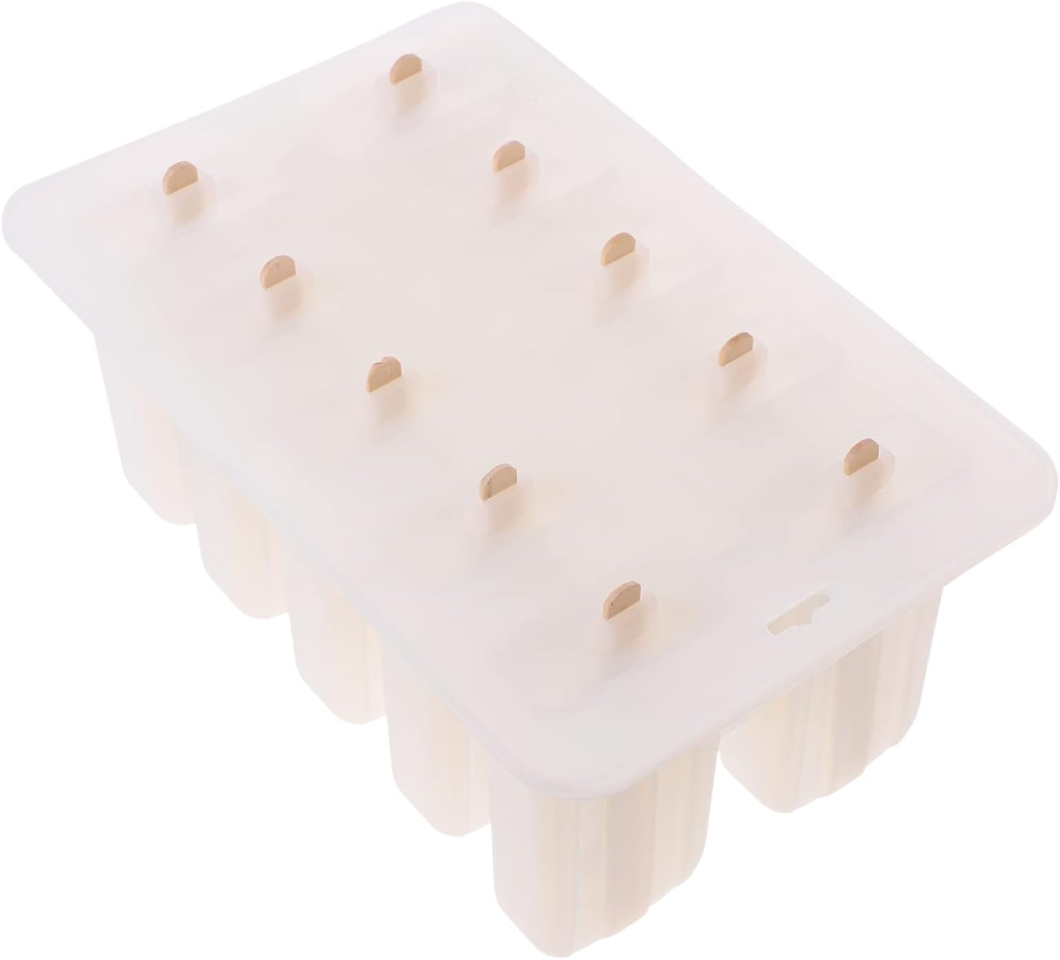 Amosfun DIY Popsicle Mold 10-Cavity Silicone Ice Cream Molds with Wooden Sticks Set Easy Release Popsicle Maker for Summer Treats at Home