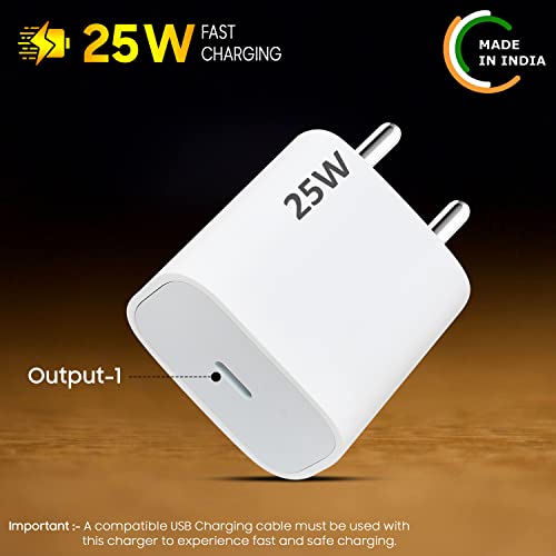 Image of 25W High-Speed Charger Adapter Compatible for iPhone 14 /14 Plus / 14 Pro /14 Pro Max, iPhone 13 /13 Pro Max /13 Mini /12 /12 Mini /12 Pro Max, 11 /X /XS Series with PD Charging Adaptor [25 Watt], White