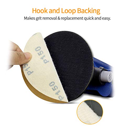 SPEEDWOX 100 Pcs 6 Inches Sanding Discs 150 Grit Dustless Hook and Loop Sandpaper for Random Orbital Sander Yellow Finishing Discs for Automotive Woodworking - Image 4