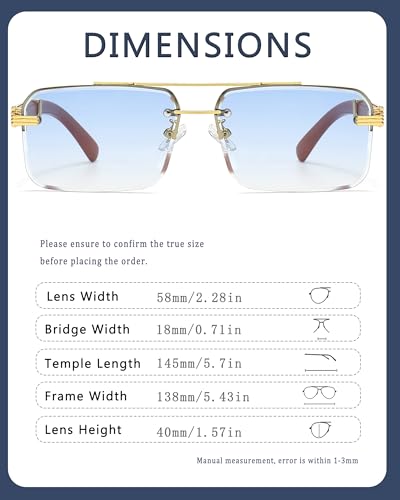 Image of Fashion Rimless Rectangle Sunglasses Mens Womens Frameless Square Sun Glasses UV 400