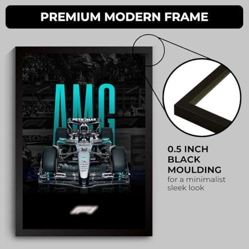 Image of Funk You Store Mercedes AMG F1 Poster | Framed Mercedes F1 Car A4 Sized (31 x 23 cm) | Lewis Hamilton Poster | AMG Car Posters for Wall, Gift for Boys, Formula 1 Frame | Formula 1 Frames (F 024)