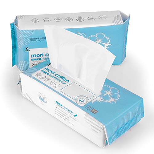 Preisvergleich Produktbild HPDUNO Trockene Tücher Trockene Pflegetücher, 100% Baumwolle Trockenes Gesichtstuch, Flushable Pure Cotton Dry Wipes Soft Premium-Watte Pflegetücher für Make-up / Zuhause / Küche / Reisen (2 Packung)