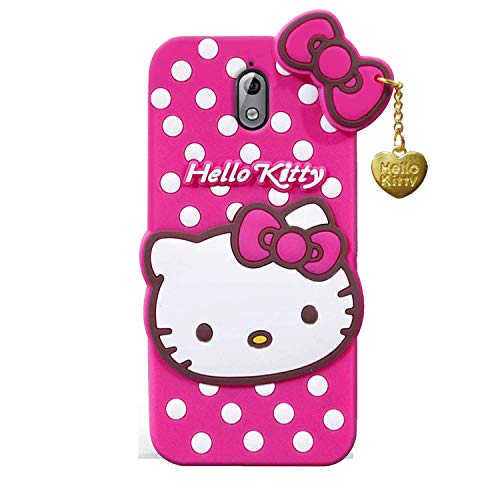 Image of Unirock Hello Kitty Back Case Cover for Asus Zenfone Max Pro M1| 3D Cute Hello Kitty Case |Soft Silicone Rubber Back Cover with Pendant Kitty Cover for Asus Zenfone Max Pro M1 (Pink)