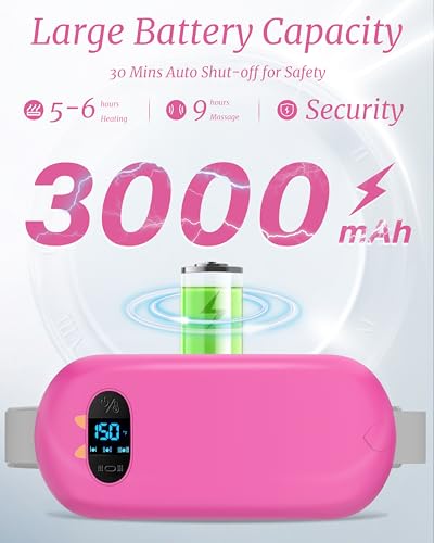 Image of Portable Heating Pad for Cramps, Upgrade Cordless Electric Period Fast Heating Pad for Back Pain Relief Menstrual Belt 6 Heat 6 Massage Modes Gifts for Women Girls Her Girlfriend Rose Pink