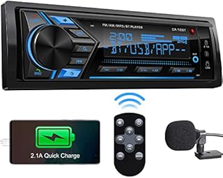 Bluetooth Car Stereo Marine Radio: Single Din LCD Display Audio - Multimedia MP3 Player with FM/AM Radio | Dual USB/SD Card/AUX-in | 2.1A Quick Charge | APP Control | IR Remote
