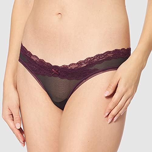 Iris & Lilly Women's Mesh and Lace Brazilian Knickers, Pack of 2