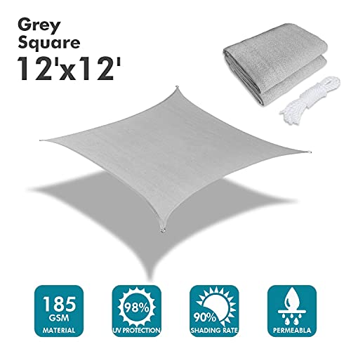 Image of KANAGAWA 12'x12' Sun Shade Sail Gray Curved Square
