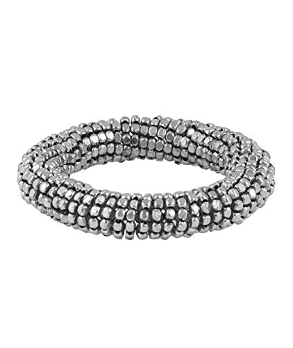 Image of Touchstone Indian Colorful Bead Bracelet Bollywood Beaten Metal Beads Openable Broad Cuff Bracelet in Gold or White Tone for Women.