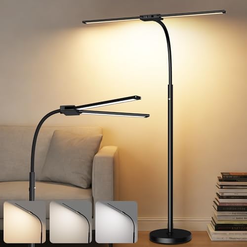 Rechargeable Cordless Floor Lamp with Battery 8000mAh, 15W Dual H...