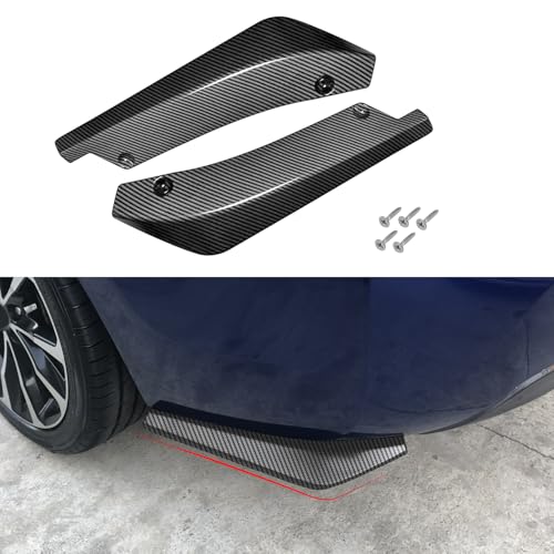 Rebvugr 2PCS Universal Car Rear Bumper Lip Splitter Canard Diffuser, Front Bumper Guard, Carbon Fiber Lip Side Skirt Spoiler Splitter Wrap Angle Protector, Rear Diffuser Car Spoiler for Most Vehicles