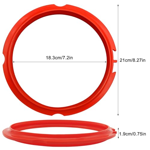 CKANDAY Sealing Ring for Instant Pot Mini 3 Qt, 2 Count, Inner Pot Seal Ring, Replacement Silicone Gasket Seal Rings for 3 Quart Electric Pressure Cooker Accessories Parts, Blue + Red - Image 2