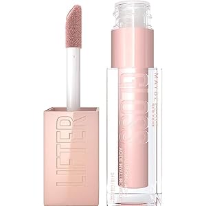Maybelline New York Lifter Gloss, Hydrating Lip Gloss with Hyaluronic Acid, High Shine for Fuller Looking Lips, XL Wand for One-Swipe Application, Ice, Light Pink, 5.4 ml
