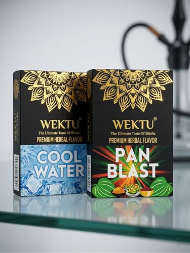 Image of WEKTU Premium Herbal Hookah Flavour, No Tobacco No Nicotine, Cool Water and Pan Blast, Pure Plant Extracts