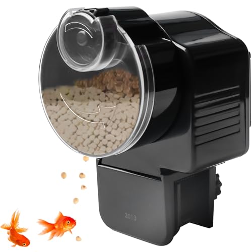 Futterautomat für Aquarium 65ml: Fischfutterautomat mit Timer, Einstellbar für Pellets/Granulat, Automatischer Fischfutterspender Batteriebetrieben für Fischtank & Schildkrötenbecken