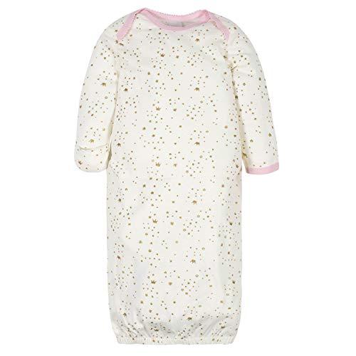 Image of Gerber Baby Girls 4-Pack Sleeper Gown - Soft Cotton Newborn Nightgowns, Elastic Hem Sleepwear Set for Infant Girls