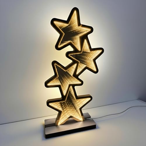 Spetebo Tischleuchte Sterne 41 cm mit Infinity Effekt Beleuchtung -...