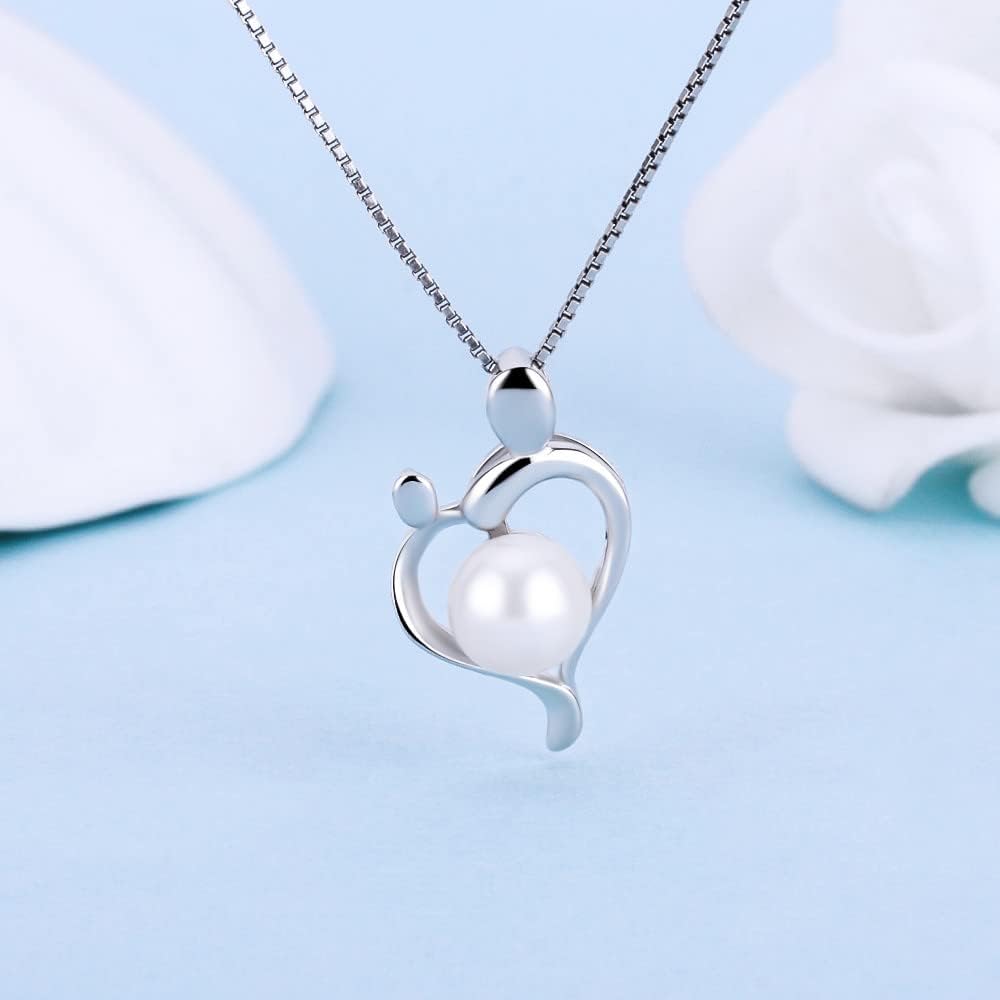 Sterling Silver Mom Heart Bail Pin Pendant Fitting for Pearl Jewelry, Design Pendant Mount for Women DIY Jewelry Making