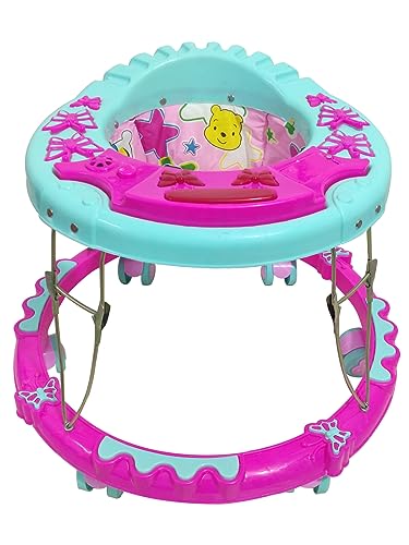 Image of CRISTAL 360 Degree Baby Todler Walker Multi-Function Musical Foldable Walker with Music Toys Bar for Kids Baby Boys & Baby Girls, Walker 6 Months to 18 Months (Sky-Pink)