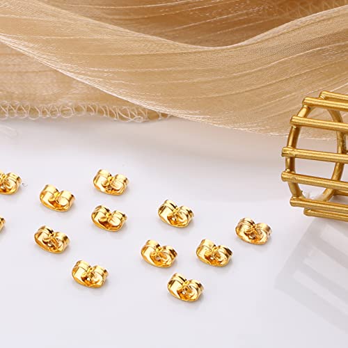 100Pcs Earring Backs, Replacement Earring Backs Butterfly Shape Earrings Backs For Studs Locking For Studs Earrings (Gold) #TOP3