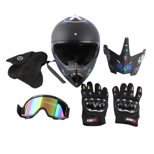Casque de motocross pour enfants et adultes avec lunettes gants masque