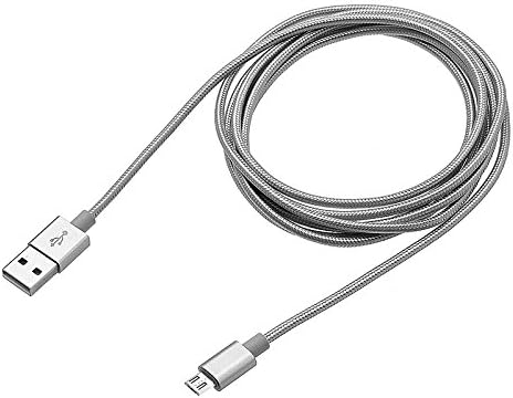 Micro cable 3.1amp fast charging Strong Nylon Braided Tangle-Free Micro USB Data Charger Cable for Samsung, HTC, Nokia, Sony, Kindle, PS4, Speaker, Power bank and More Micro USB Devices (grey, 2m)