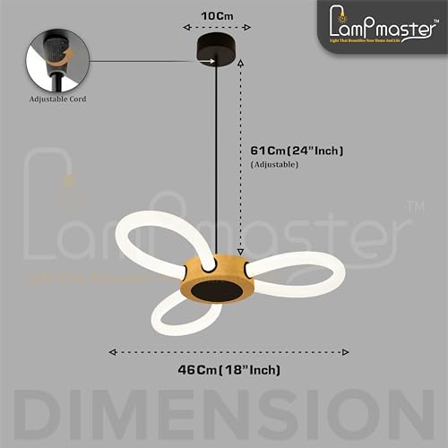 Image of Lampmaster Infinity Pendant Light | Modern Decorative Chandelier & Hanging Ceiling Lamp with Wooden Finish | Soft Warm LED Glow | Energy-Efficient Light for Living Room, Bedroom, Dining Area & Hall