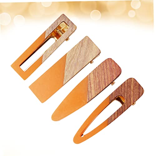 4 Pcs Presilhas De Cabelo De Resina Acrílica Pinos De Cabelo De Madeira Alfinetes De Cabelo Acrílico