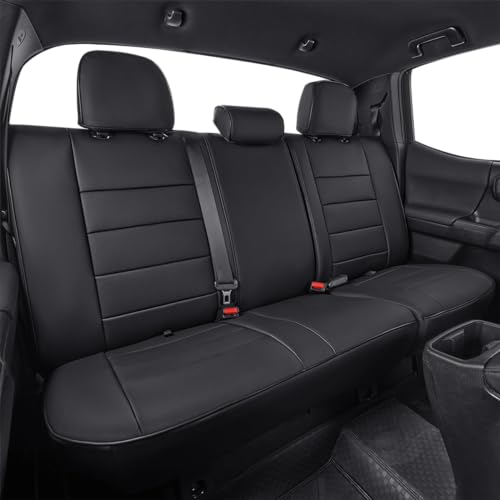 Image of EKR Custom Fit Tacoma Car Seat Covers for Toyota Tacoma 2016 2017 2018 2019 2020 2021 2022 2023 Access Cab -Full Set,Faux Leather(Black)