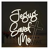 Hängende Kunst Leuchtreklamen ﻿ Jesus Saved Me Neonschild Für Kirche, Schlafzimmer, Bar, Wohnzimmer, Geburtstagsparty, Wanddekoration 45x42cm