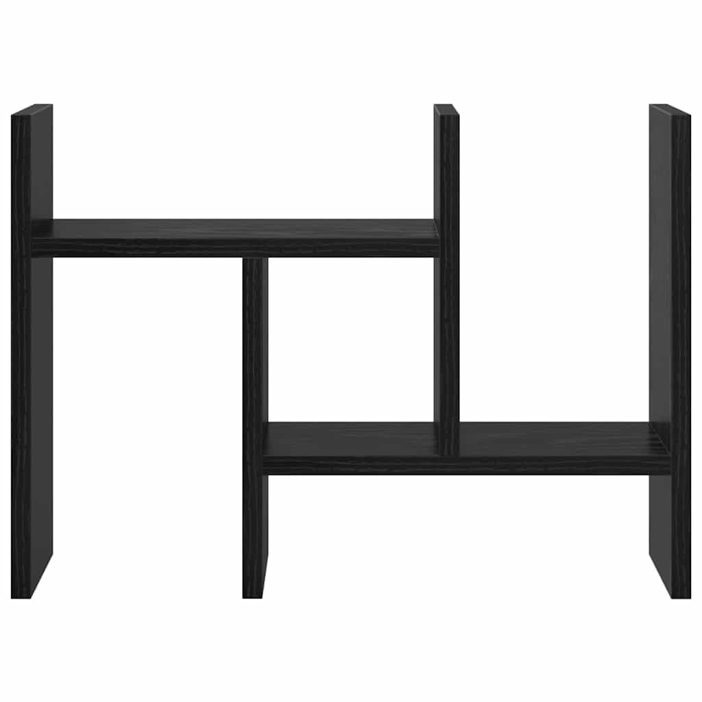 Organizer da scrivania in legno nero, effetto rovere, 50 x 15,5 x 35,5 cm, con ampio spazio per ufficio, home office e scuola, sistema di archiviazione per raccoglitori, carta, penne e