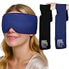 FACEMOON Ice Cold Packs for Eye Compress: Cooling Relief for Puffy Eyes Headache Migraines Stye Dry Eyes Therapy - Large Gel for Long Lasting Comfort Reusable Flexible, 2 pcs for Family Blue Black