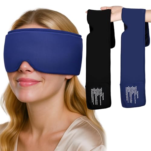 Image of Cooling Gel Eye Mask for Puffy Eyes, Migraine & Headache Relief, Full Eye-Area Cold Compress for Eyes & Temples, FSA Eligible HSA Reusable Eye Ice Pack for Swelling & Post-Surgery Recovery