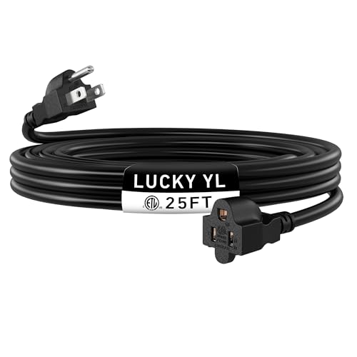 LUCKY TL Indoor Outdoor Extension Cord, 16/3 Gauge Black Long Extension Cord 25ft, Waterproof...