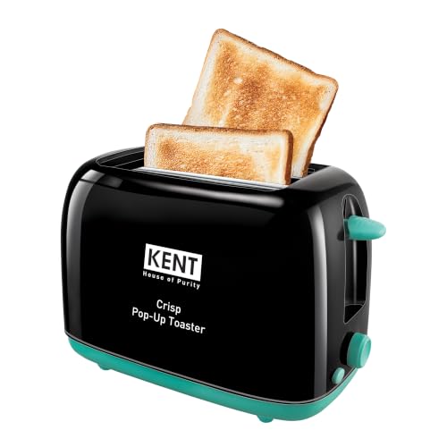 Image of KENT Ultra Crisp Pop Up Toaster 650 Watts | 2 Slice Automatic Pop Up Electric Toaster | 6 Heating Modes | Auto Shut Off | Removable Bread Crumbs Tray | Black
