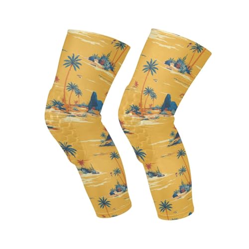 JUNZAN Tropical Island Basketball Knee Pads for Youth Kids Wrestling Knee Pads with Sleeves Sport Kneepads for Volleyball Football Yellow