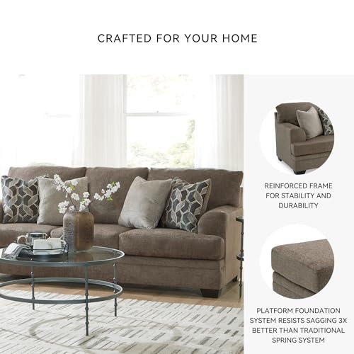 Signature Design by Ashley Stonemeade Casual Sofa with 4 Toss Pillows, Dark Brown