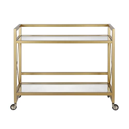 Image of Holly 38'' Wide Rectangular Bar Cart in Brass