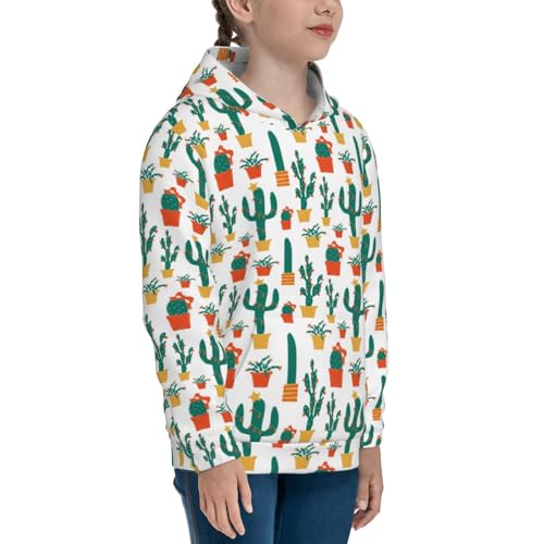 Christmas Cactus Kids Pullover Hoodies Boys Sweatshirts Girls Athletic Clothes with Pocket3