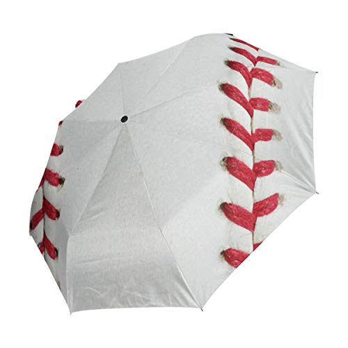 Alaza Sport Ball Red Stitching Baseball Travel Umbrella Auto Open Close Windproof Waterproof Folding Umbrella Compact Canopy Easy Carrying #TOP1