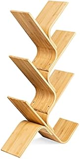 Navaris Bamboo Bookcase - Freestanding Tree Bookshelf Book-Shelving Shelf Unit for Book, CD, Magazine, Literature Storage - Open Half Bookcase Wooden