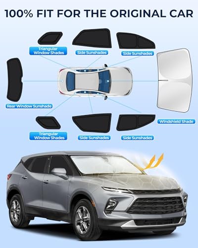 Image of for Chevrolet Blazer 2019-2025 Car Window Shades, 8pcs Privacy Sun Shade Set for Front Windshield Side and Rear Windows, Full Window Covers Keeps Vehicle Cool for Camping Napping