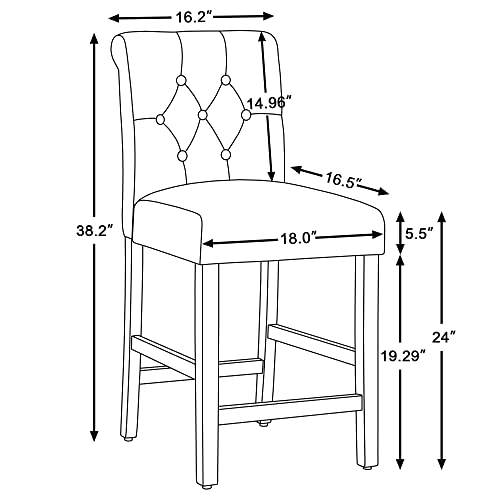 Gotminsi 24 Inch Fabric Counter Stools,Set Of 4 Upholstered Back Counter Height Chairs With Button Tufted Decoration Leisure Style Counter Bar Stools Home Kitchen Island Wooden Bar Chairs(Grey) #TOP2